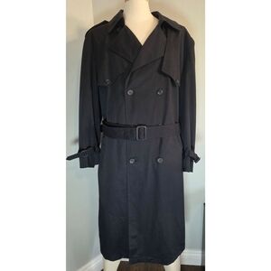 Towne By London Fog Black Trench Coat With Removable Liner Size 48 Reg